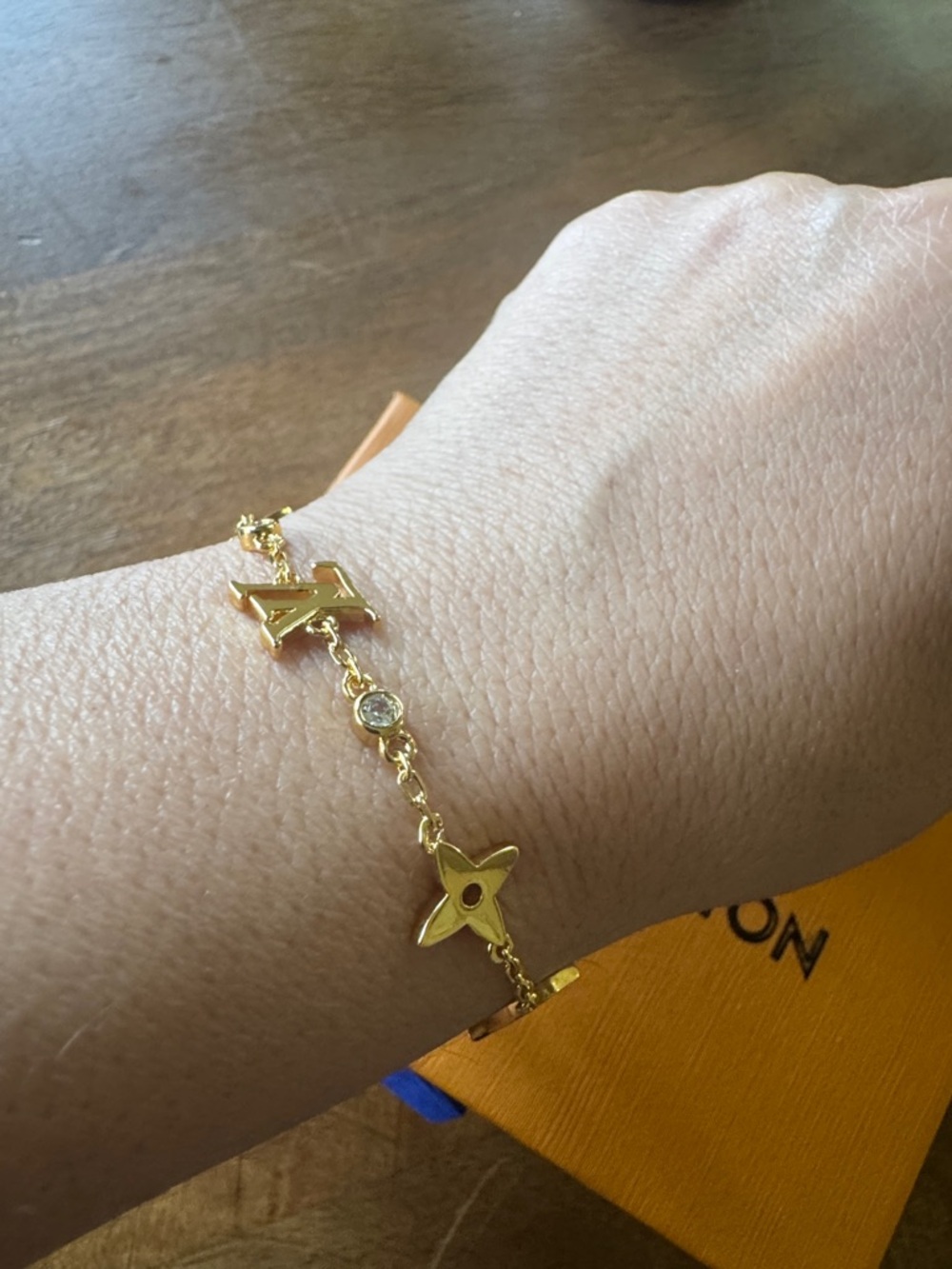 Louis Vuitton Gold Monogram Flower Chain Bracelet